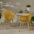 thumbnail image 2 of Noble House Lotus Plastic Patio Dining Arm Chair in Yellow (Set of 2), 2 of 9