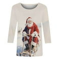 thumbnail image 5 of LiMoi Women's Three Quarter Sleeve Christmas Tees Round Neck Tshirt with Holiday Santa Pattern Casual Tops Shirts Blouse My Items, 5 of 6