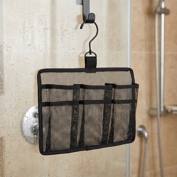 WESIEVYA Quick-Dry Mesh Shower with Hooks, 3-Pocket Hanging Organizer for Dorm, RV, Bathroom Storage