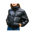 thumbnail image 2 of FOCUSNORM Women Juniors Long Sleeve Stand Collar Solid Color Cropped Puffer Jackets, 2 of 9