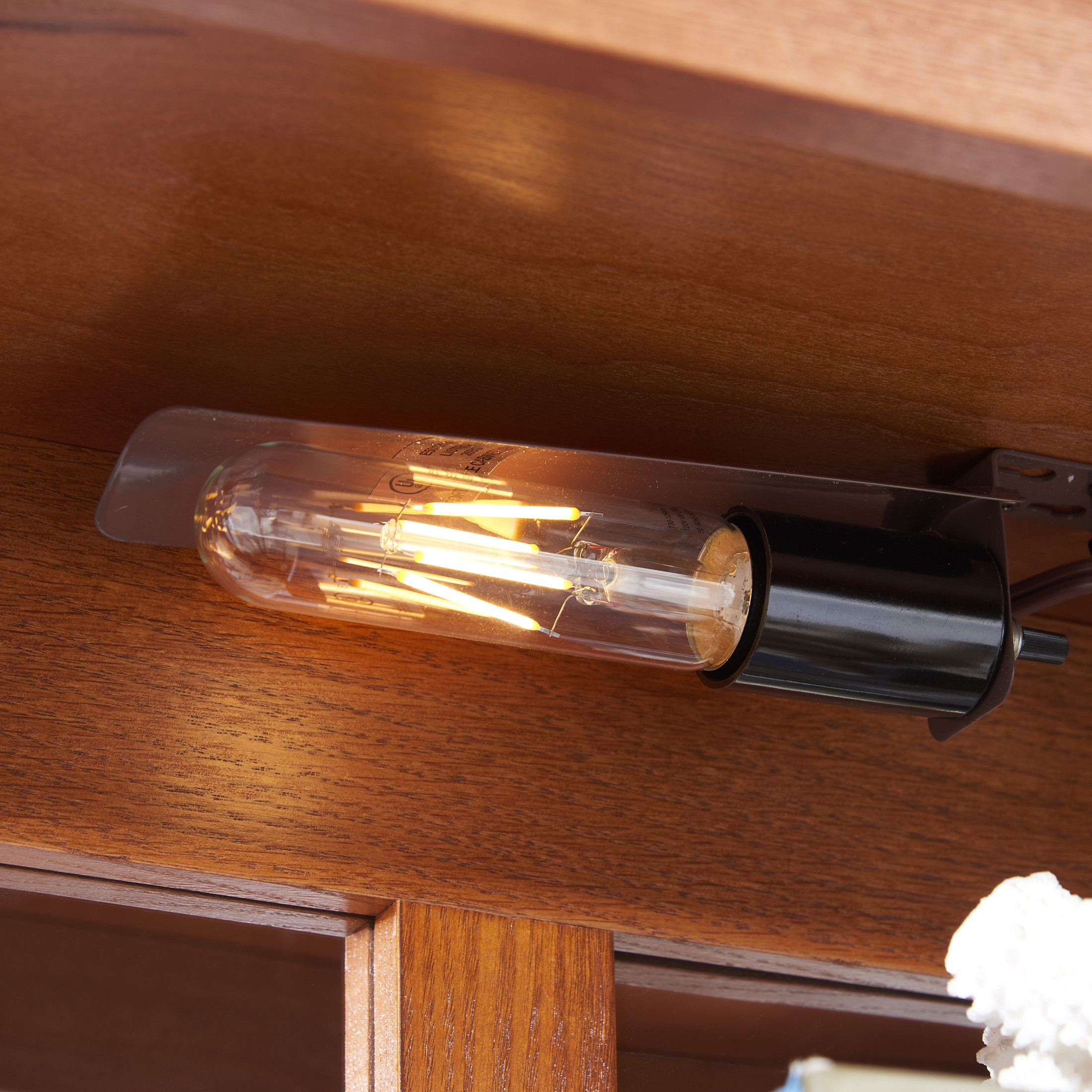Noble House Fairfax Lighted Curio Cabinet with Mirrored Back, Glass Doors and Adjustable Shelves, Home Office, Dark Oak