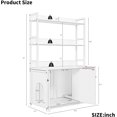 thumbnail image 4 of Historyli Caja de arena para gatos de 132 cm, mueble oculto con puertas y estantes, estante de almacenamiento de 3 niveles, color marrón, 4 of 7