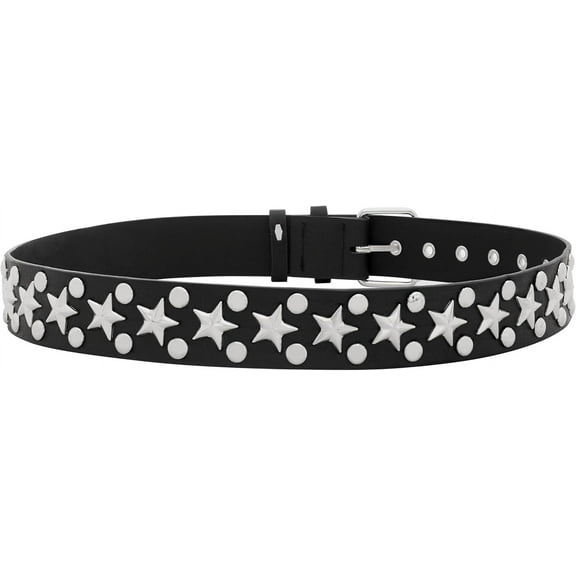 PIKADINGNIS Black Star PU Leather Belt, Punk Belt, Grunge Belt, Gothic Belt, Emo Belt, Black Studded Belt for Women, Goth Accessories