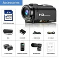 thumbnail image 5 of Video Camera Camcorder YouTube Vlogging Camera With 32G SD Card FHD 1080P 30FPS 24MP 16X Digital Zoom 3" LCD 270 Degrees Rotatable Screen with Microphone,2 Batteries, 5 of 8