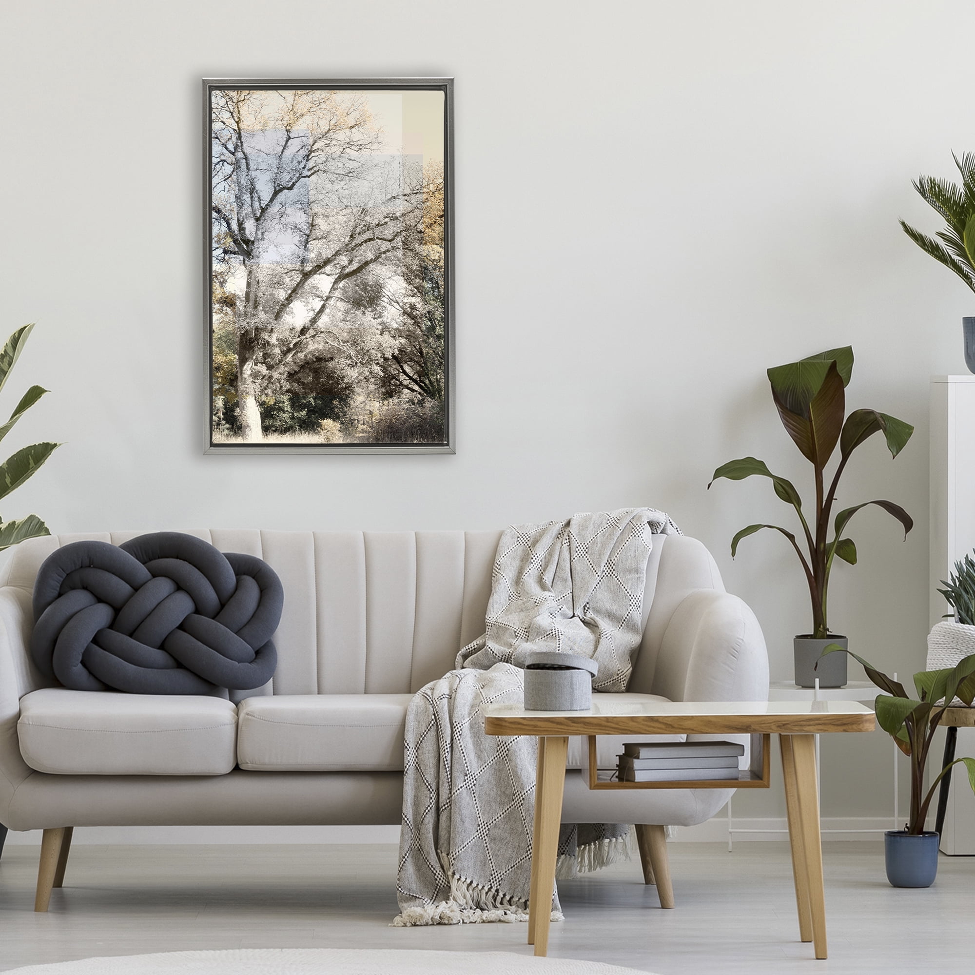 Stupell Industries Tree Collage Layers Gray Framed Floater Canvas Wall Art, design by Gemma Bardot