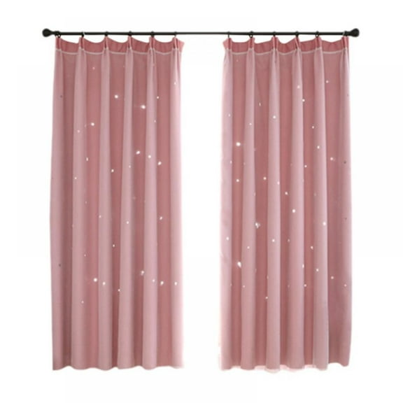 Double Layer Curtain,Shade Curtain,High Blackout Curtain,Star Tulle Curtain,Perforated Curtains,for Living Room Bedroom Dormitory Window Decor