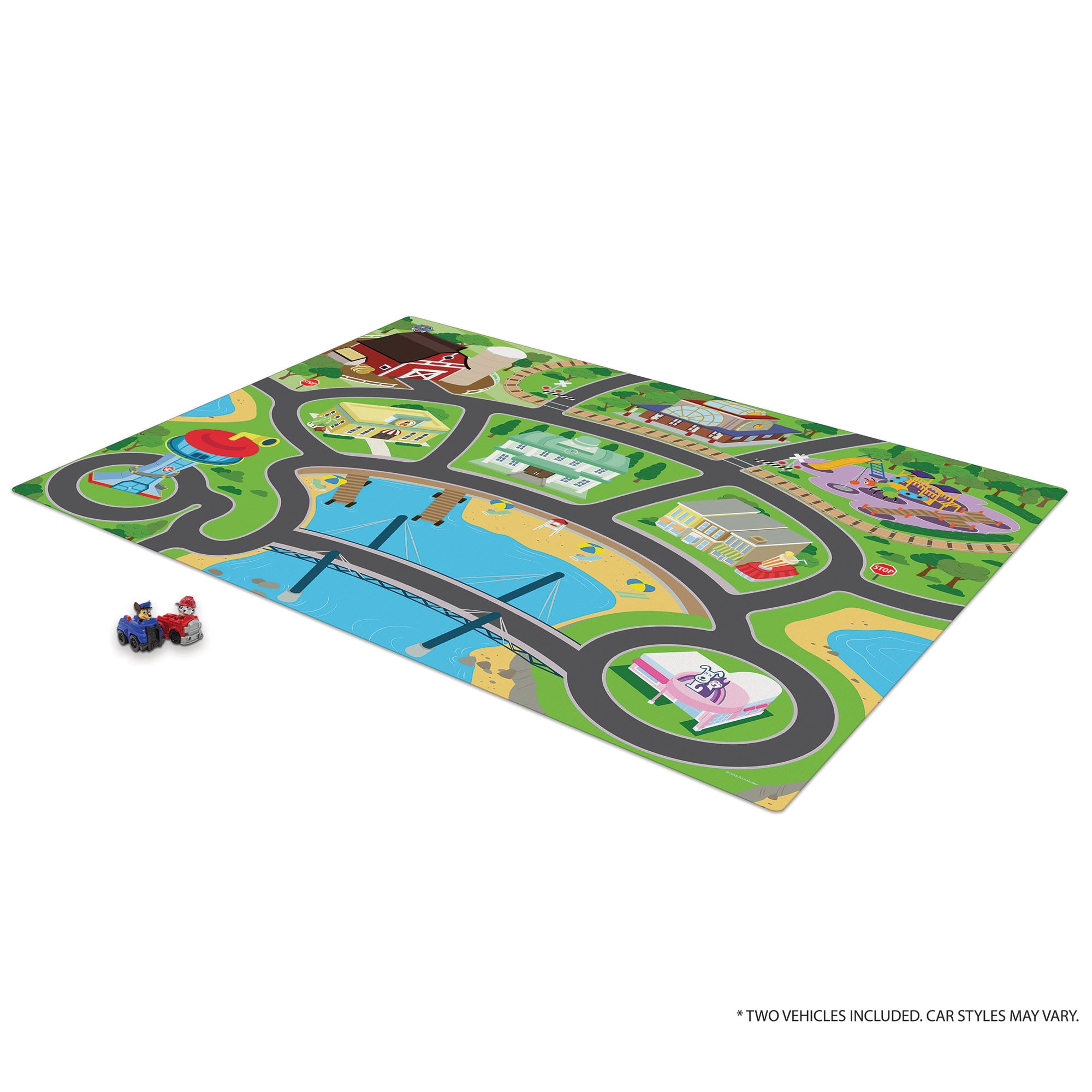 Imaginmat: Jumbo - Paw Patrol - Floor Playmat & 2 Toy Cars, 47 x 61", 2 Character Vehicles, Durable EVA Foam Mat, Portable, Licensed, Kids Ages 3+