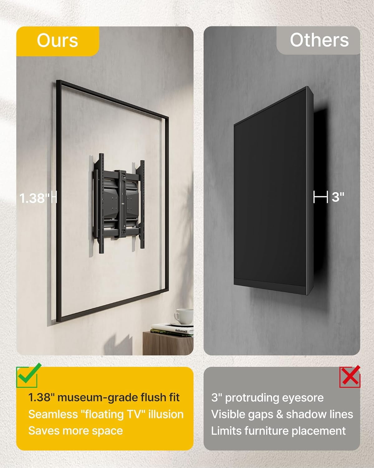 monTEK Full Motion TV Wall Mount for 37–90" TVs – Ultra Slim 1.37" Low Profile, Swivel Tilt & Extension Bracket with Dual Arms – Heavy Duty Holds Up to 185 lb, Max VESA 600x400