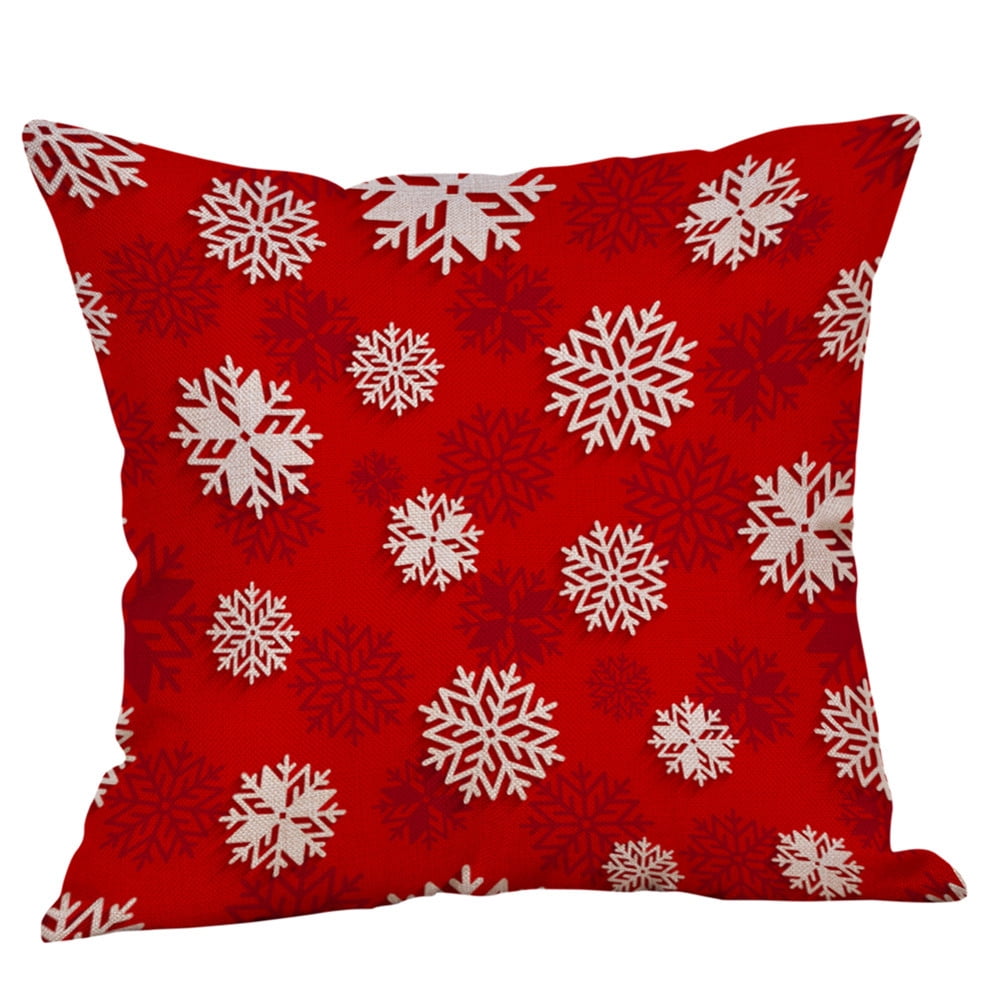 Christmas Pillow Case Glitter Cotton Linen Sofa Throw Cushion Cover Home Decor