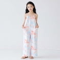 thumbnail image 3 of Pandaie 5-14Y Girls Sleeveless Jumpsuit Kids Casual Wide Leg Summer Beach Rompers Spaghetti Strap Overalls Outfits Clothes White, 3 of 8