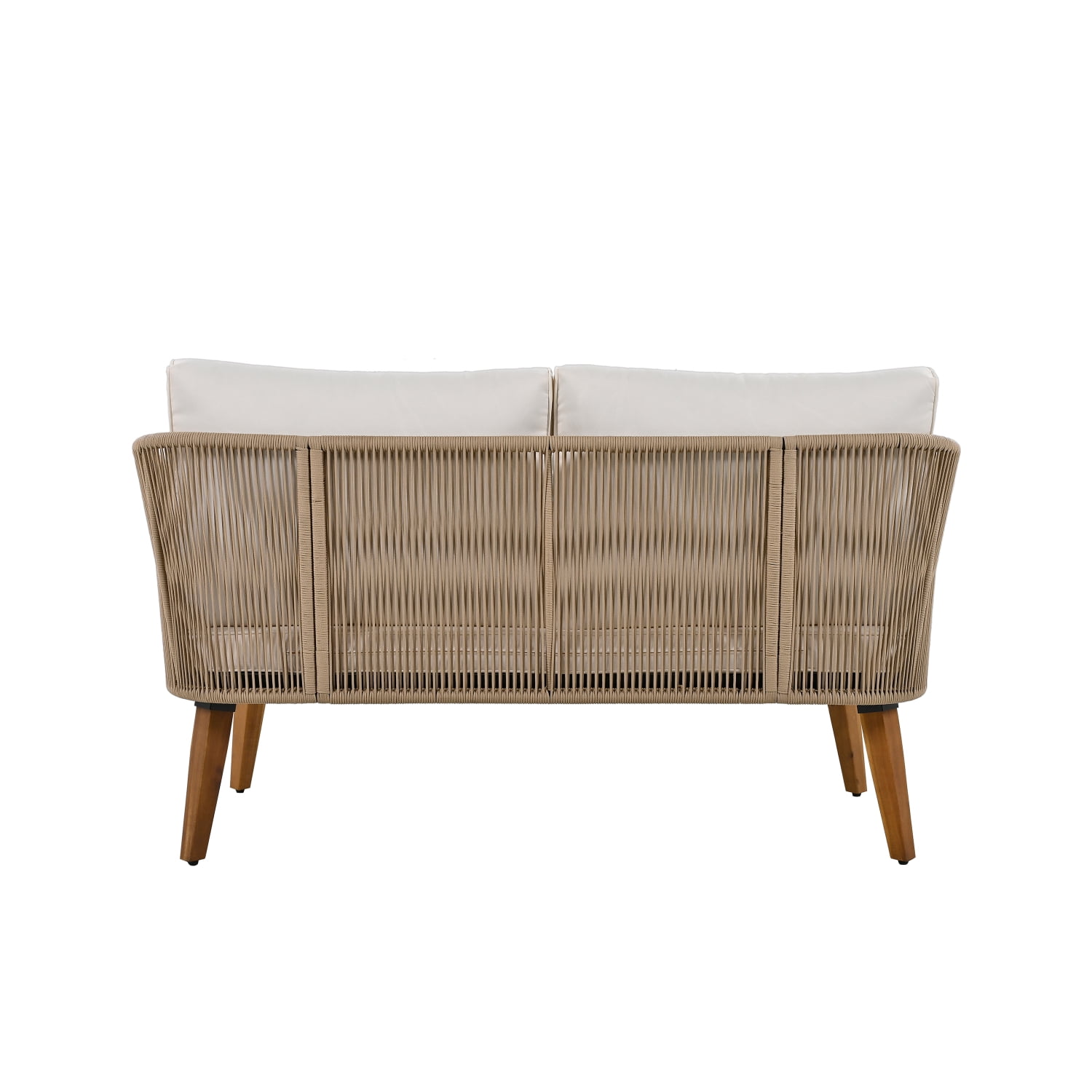 Harper & Bright Designs Outdoor Patio Conversation Set Wicker 4 Pieces Patio Furniture Set with Rattan Chair Loveseats Coffee Table for Garden Backyard Porch Poolside Balcony, Beige+Natural