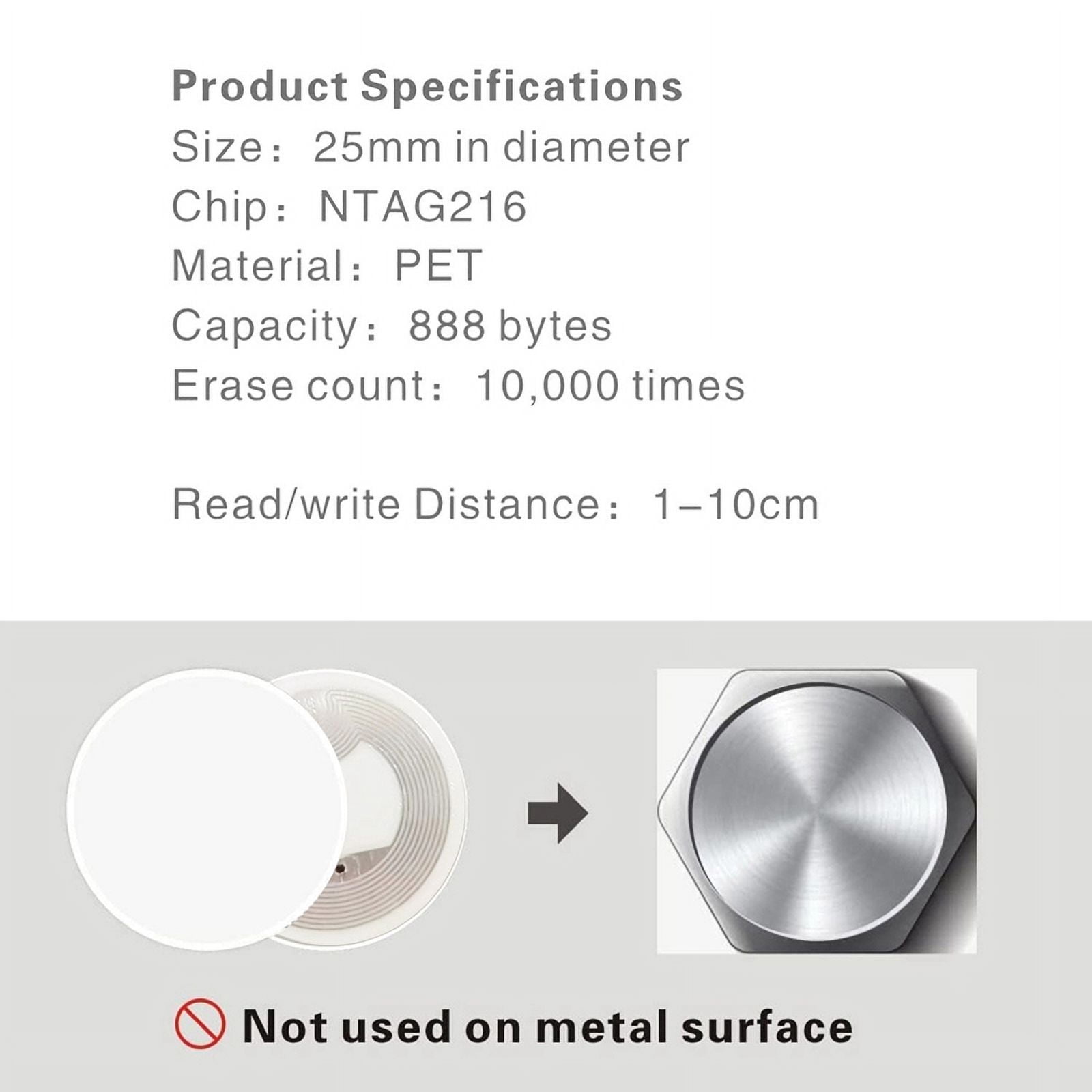 500Pcs NFC Ntag216 Sticker Ntag216 NFC Tags NFC 216 Tag Ntag216 NFC Cards 13.56Mhz NFC Tag Stickers 888 Bytes Memory