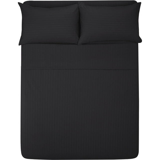 Sábana Matrimonial 1800 Hilos MELOCOTTON HOGAR Microfibra Grabada Ultra Suave Mod Negro