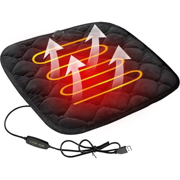 WXLCISI Heated Stadium Seat Cushion Portable USB Heated Seat Cushion Warmer For Chair Outdoor Stadium Bleachers Seat Home Winter Heated Seat Cover 1PCS (Black，45x45cm)