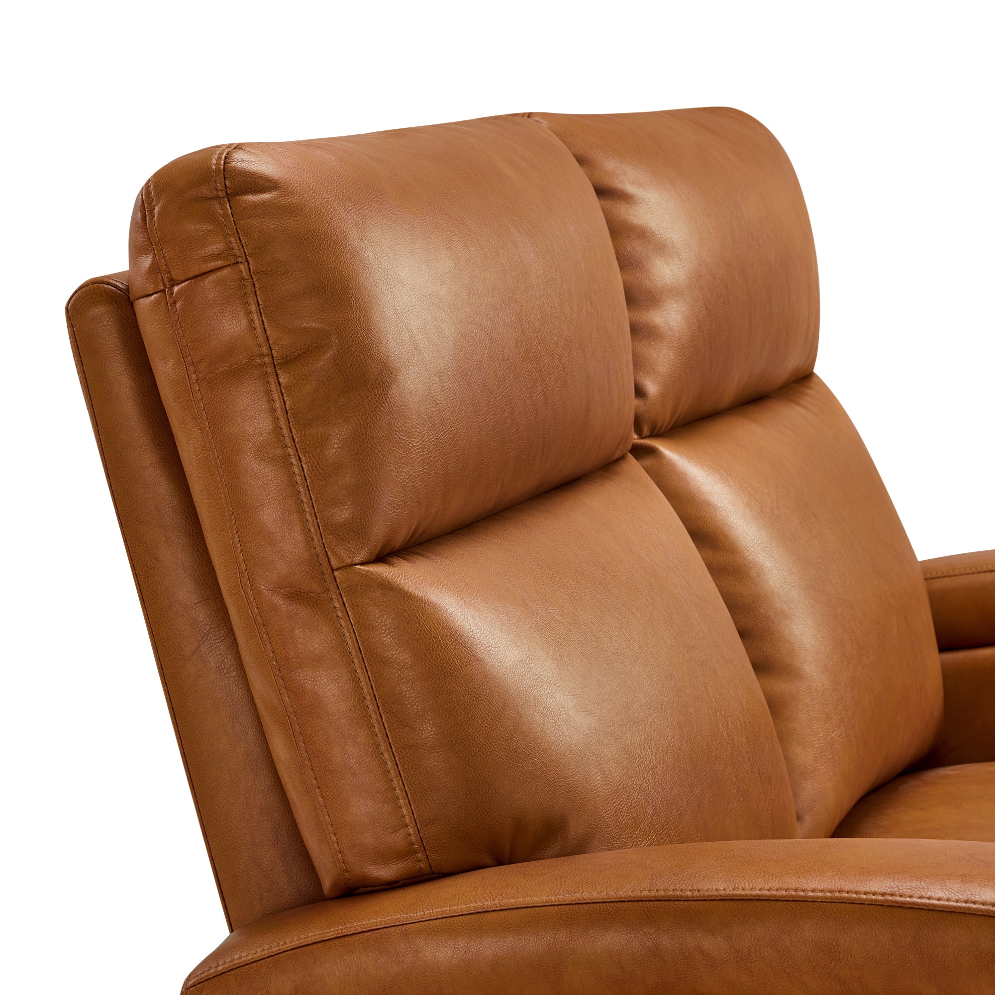 MCombo 56" Zero Wall Hugger Power Recliner Loveseat Sofa for Small Space, Living Room, RV, Cognac Brown