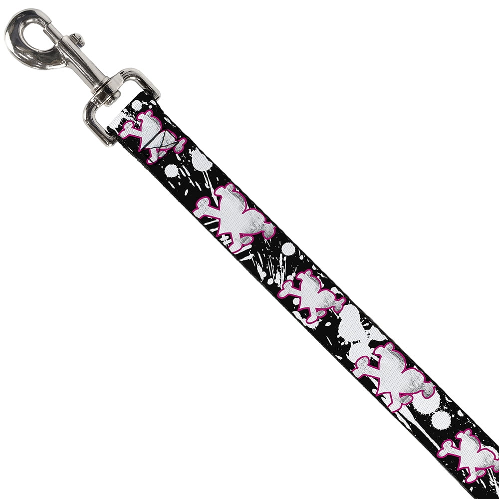 Buckle-Down Pet Leash, Dog Leash, Heart Cross Bones Splatter Black White, 6 Feet Long 1.0 Inch Wide