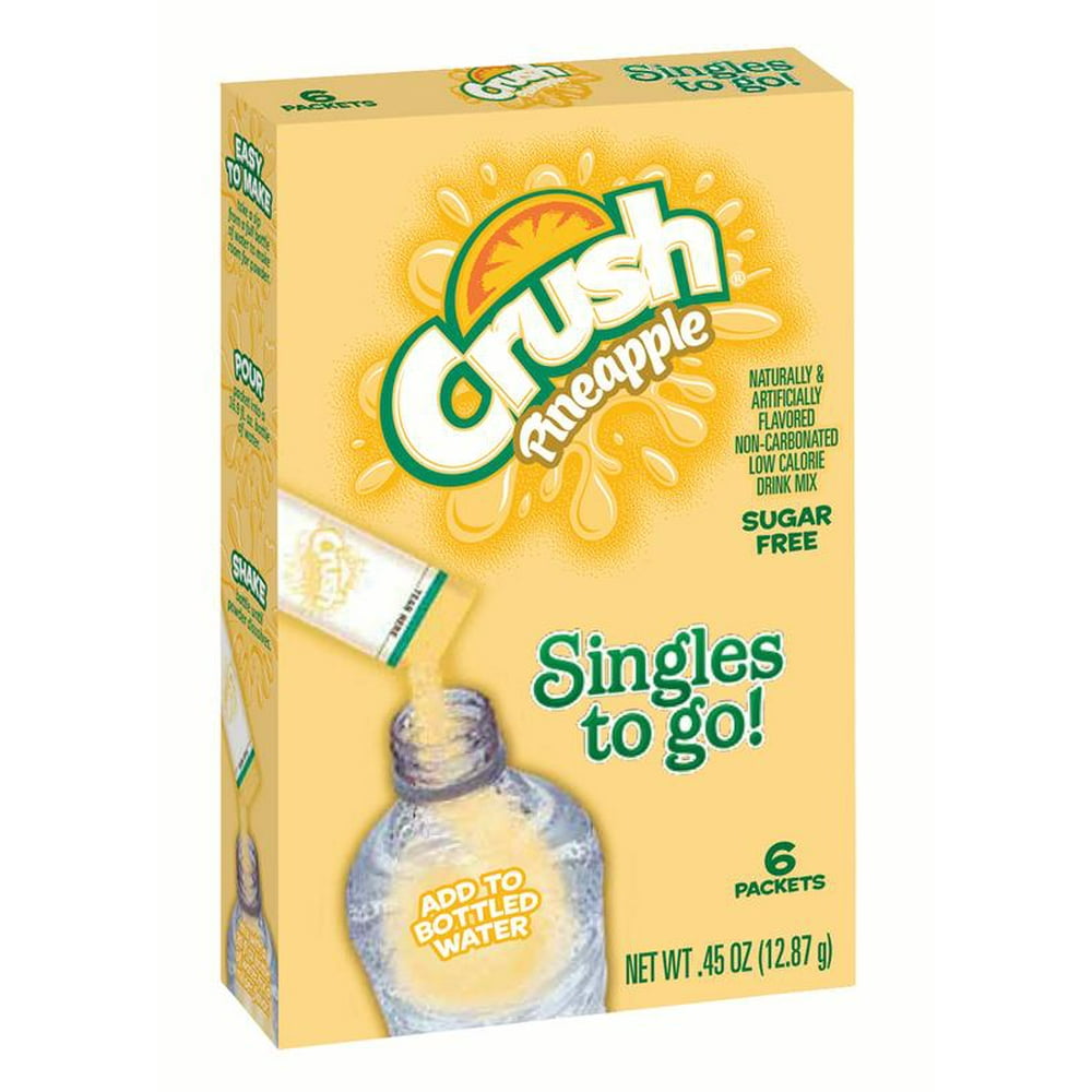 Crush SugarFree Pineapple To Go Drink Mix Singles, 0.45 Oz., 6 Count