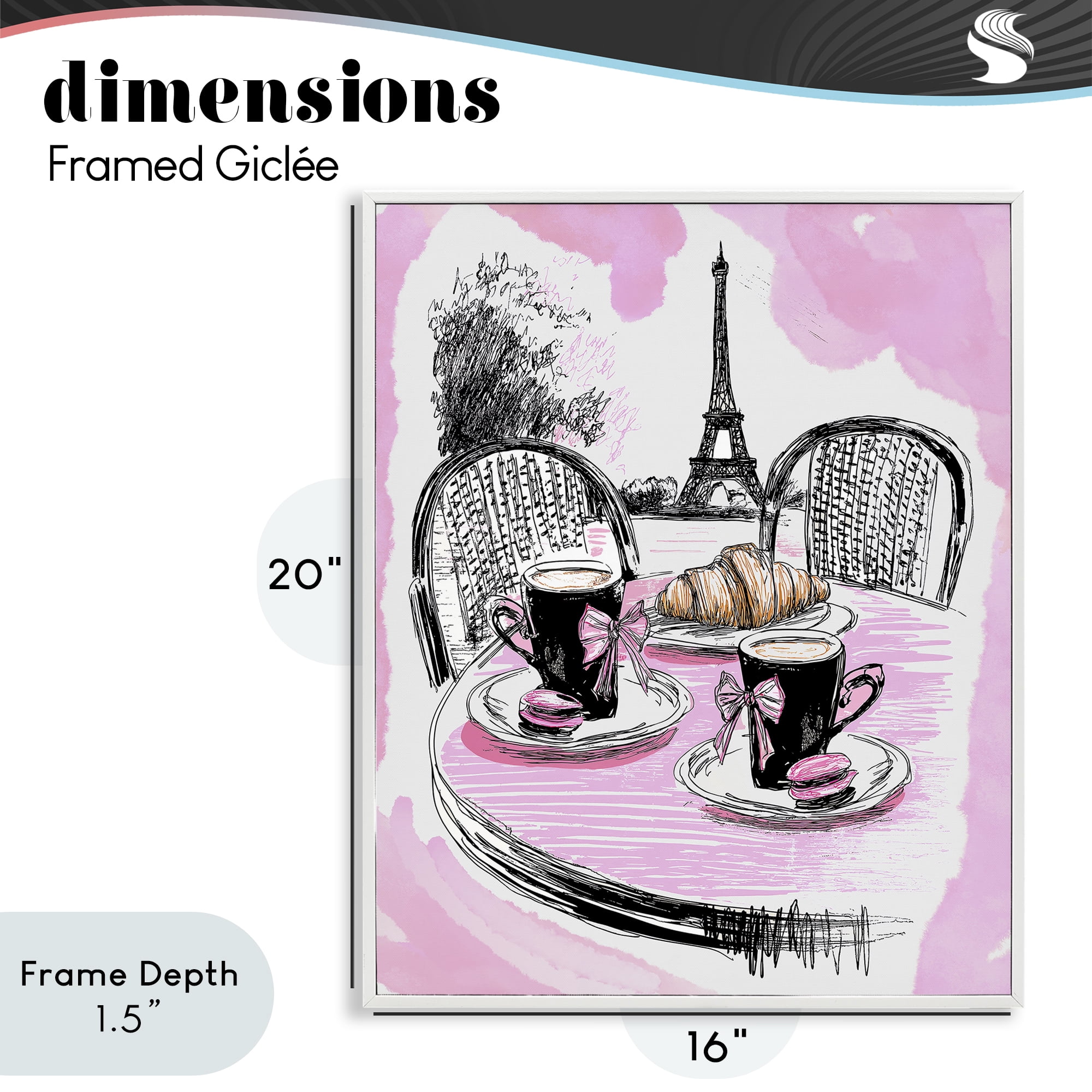 Stupell Industries Pink Parisian Cafe Breakfast White Framed Giclee Art, design by Jess Stempel