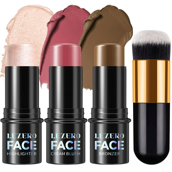Kit de maquillaje Lezero Cream Contour Stick con iluminador, rubor y bronceador