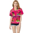 thumbnail image 5 of HAPPY BAY Button Down Shirt for Women Casual Beach Party Shirt Summer Blouse Short Sleeve Button up Dress Hawaiian Shirts Blouses XXL Holiday Tribal, Autumn Pink, 5 of 6