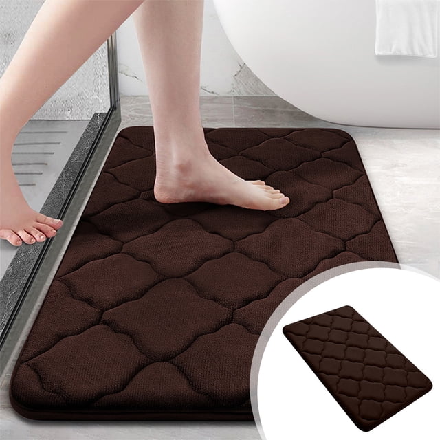 Boovnll Memory Foam Bath Mat Rug Soft Non Slip and Absorbent Bathroom Rug Machine Wash Dry Comfortable Thick Bath Rug Carpet for Bathroom Floor Tub and Shower