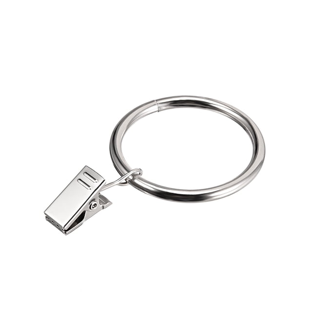 Unique Bargains Curtain Clip Rings with Hooks Metal 1.5 Inch Inner Dia 4mm Thickness Drapery Ring for Window Curtain Rods Silver Tone 24