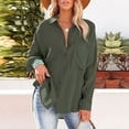 thumbnail image 5 of ZOHIUM Women's Blouses & Button-Down Shirts Women's Summer Collar Loose Type Buckle Women's Solid Color Shirt Casual Pocket Shirt Blouse Women'S Blouses & Button-Down Shirts (Army Green,S), 5 of 6