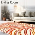 thumbnail image 2 of ODIKA 4'x6' Machine Washable Non-Slip Area Rug, Abstract Wave Flow Undulating Bands Artistic Floor High Traffic Rug with Pad, Red, 716761, 2 of 8
