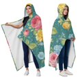 thumbnail image 2 of Wearable Blanket,Pioneer Flower Floral Print Pattern Hooded Wearable Flannel Blanket for Adults & Teens with Buckle,Winter Poncho Shawl Wrap Cape,50"x60", 2 of 5