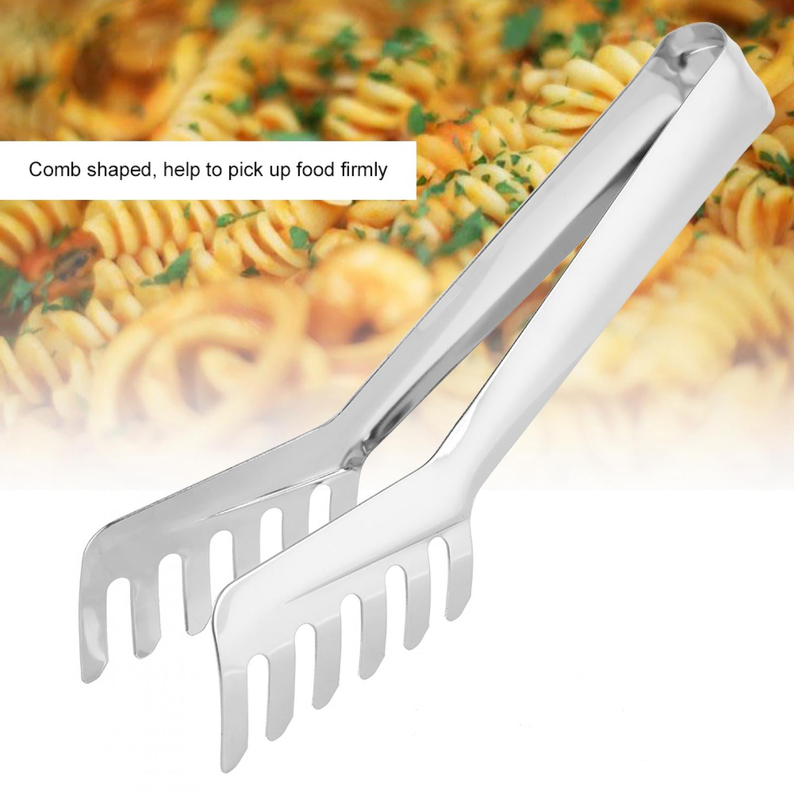 idalinya Kitchen Tongs，Comb Shaped Stainless Steel Spaghetti Tongs Noodles Pasta Clip Kitchen Cooking Tool