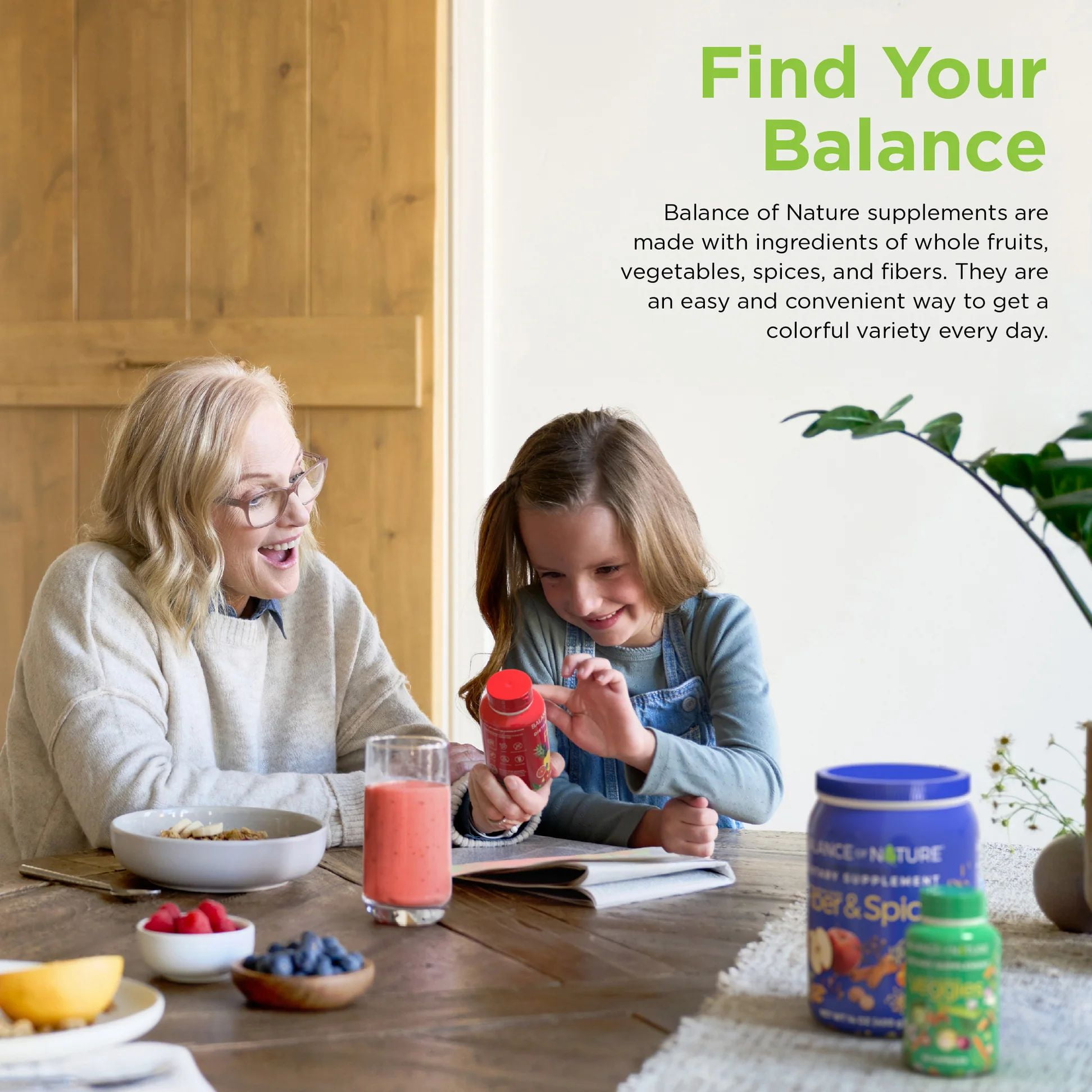 Balance of Nature Fruits & Veggies Whole Food Supplement, 90 Fruit Capsules & 90 Veggie Capsules, 3 Pack