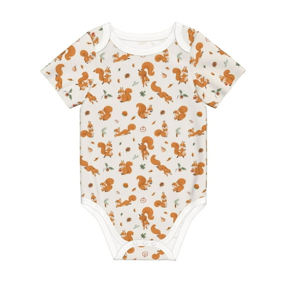 Balery Cute Squirrel Fall Pattern Baby Climbing Clothes Infant Bodysuit Cute Infant Bodysuit Baby Romper-6 Months