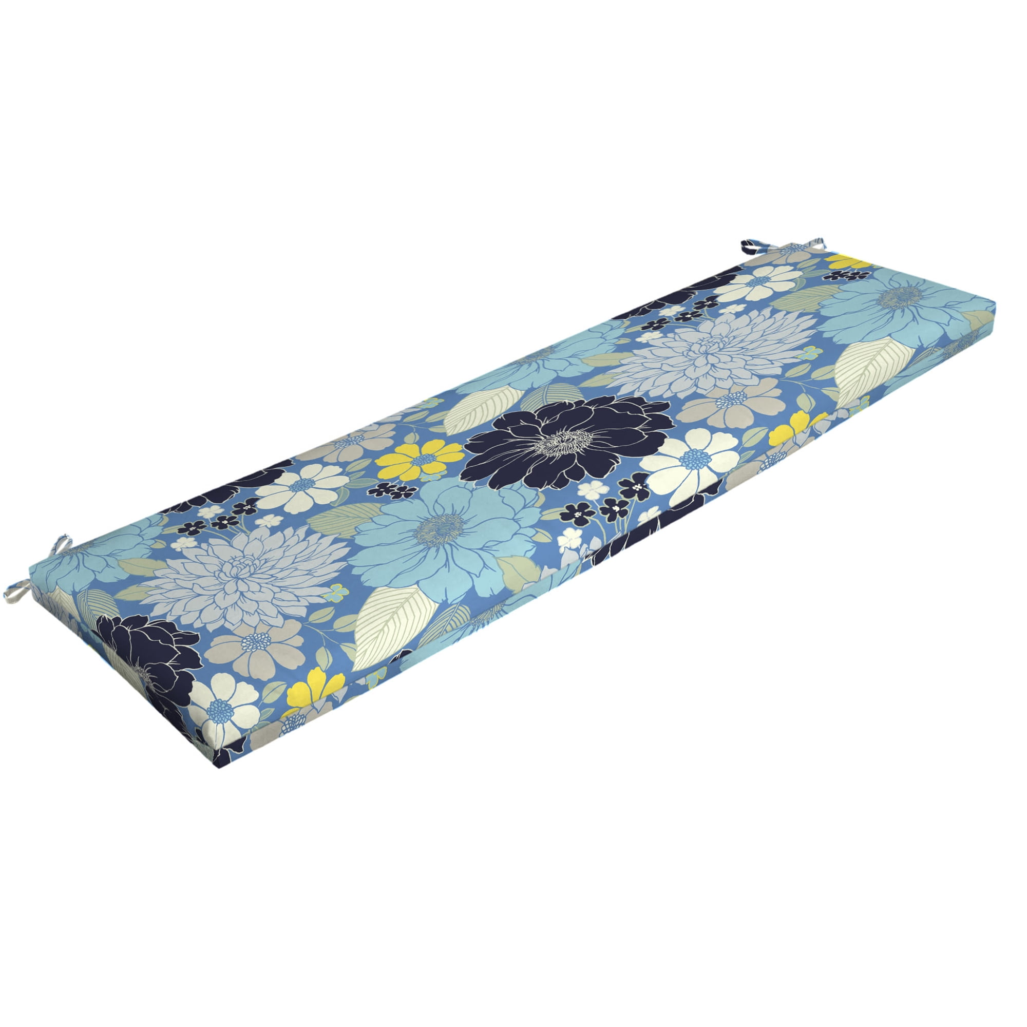 Mainstays Blue Floral Bell Gardens Outdoor Patio Bench Cushion, 46 in