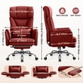 thumbnail image 3 of COOLHUT Big and Tall Office Chair, High Back Executive PU Leather Desk Chair with Footrest, Ergonomic Home Office Chair Computer Chair with Lumbar Support & Padded Armrest, Burgundy Red, 3 of 11