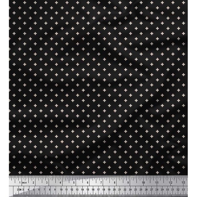 Soimoi Georgette Viscose Fabric Plus Sign Shirting Print Sewing Fabric Yard 42 Inch Wide