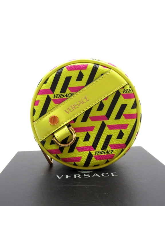 Pre-Owned Gianni Versace Pouch Leather Yellow x Black Magenta Men's Women's t19201a (Good)