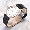 thumbnail image 3 of Reloj de cuarzo elegante e informal para hombres y mujeres con correa de cuero PU, esfera blanca y oro rosa, esfera grande, 3 of 3