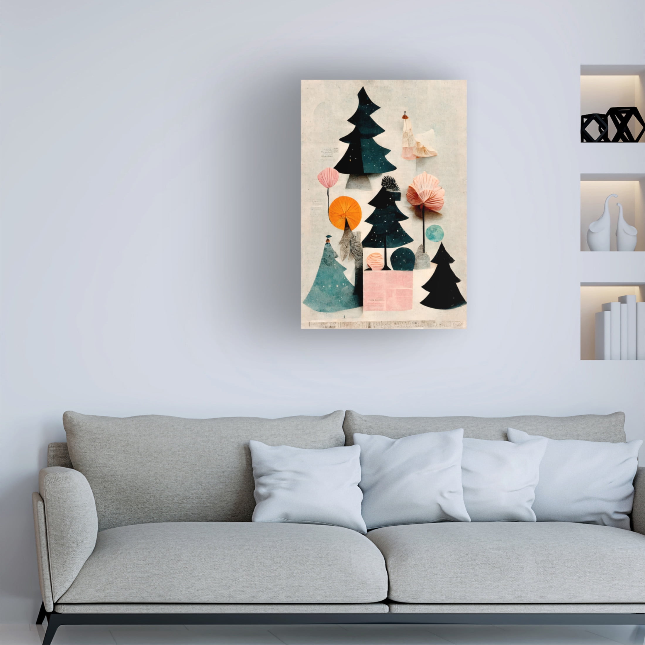 Canvas Wall Art - Treechild 'Cute Pine Tree Composition' Wall Art for Living Room, Bedroom, or Office D?cor by Trademark Fine Art - 12 x 19 Inches