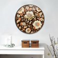 thumbnail image 2 of Yayeee Wall Clock Battery Operated 11.9" Silent Non-Ticking for Living Room, Brown Floral, 2 of 8