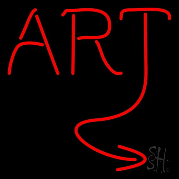 Red Art LED Neon Sign 24 x 24 - inches, Clear Edge Cut Acrylic Backing, with Dimmer - Bright and Premium built indoor LED Neon Sign for art gallery, and exhibition.