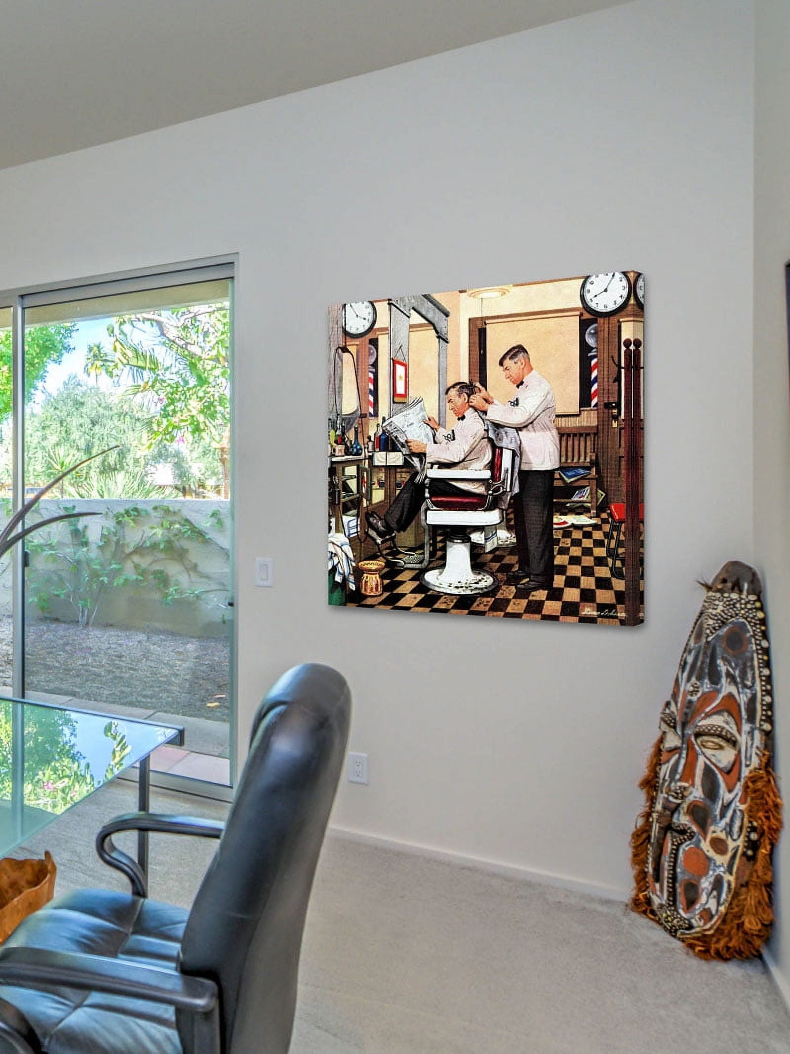 Marmont Hill "Barber Getting Haircut" by Stevan Dohanos Painting Print on Canvas