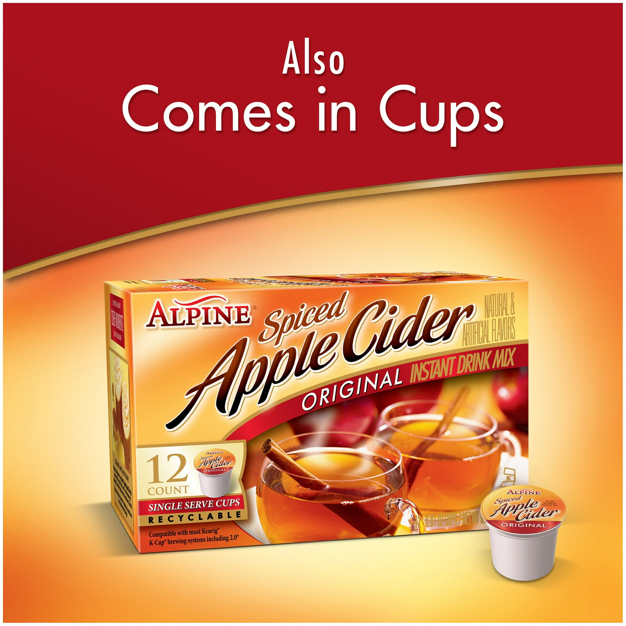 Alpine Spiced Cider Original Powdered Drink Mix, Apple Flavor, 10 Pouches