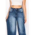 thumbnail image 5 of Women’s High-Rise Wide-Leg Jeans – Mid Blue Wash with Whisker Fade & Distressing, Stretch Denim, 5-Pocket, 5 of 11