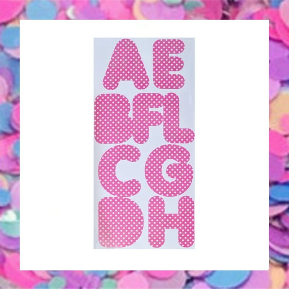 Teaching Tree Adhesive Polka Dot Poster Letters & Numbers Set - 93 Pieces - Pink with White Polka Dots