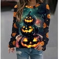 thumbnail image 2 of LYEAA Womens Long Sleeve Sweatshirts Halloween Pumpkin Print T Shirt Spooky Season Crewneck Tops Fall Tee Shirts Multicolor S, 2 of 5