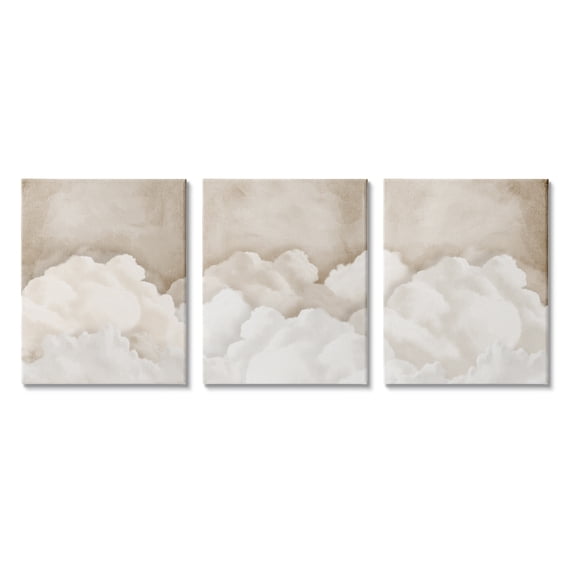 Stupell Industries Vintage Beige Clouds Nature Painting Gallery Wrapped Canvas Print Wall Art, 16 x 20, Set of 3