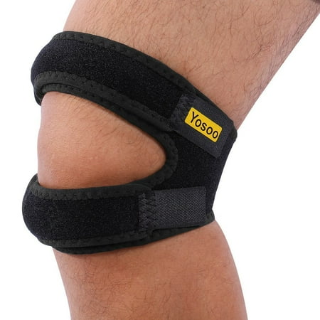 Gel Neoprene Knee Pads - Yosoo Patella Knee Strap Adjustable Neoprene Infrapatellar Strap Band Brace for Knee Support Fits Running, Basketball, Outdoor Sports Help with Jumpers and Runners Knee, 11'' - 18'', Black