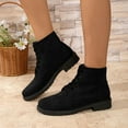 thumbnail image 2 of Rokment Women's Combat Boots Classic Winter Fall Chunky Low Heel Ankle Booties Casual Mid Calf Short Boots, 2 of 6
