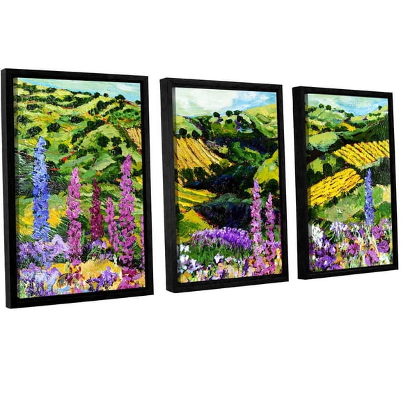 ArtWall Allan Friedlander "Cool Grass" 3-Piece Floater Framed Canvas Set