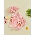 thumbnail image 3 of FEORJGP Toddler Baby Girls One-Piece Swimwear with Hat 6M 9M 1T 2T 3T Infant 2 Piece Outfits Round Neck Jumpsuit Crew Neck Bodysuit Long Sleeve Zipperp Beach Wear Set Cute Sweet Bathing Suit, 3 of 9